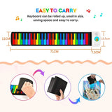 37-Key Roll Up Piano for Kids - Portable Rainbow Electronic Keyboard with Built-in Speaker