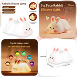 Big Face Rabbit: Tap-to-Change Silicone LED Night Light