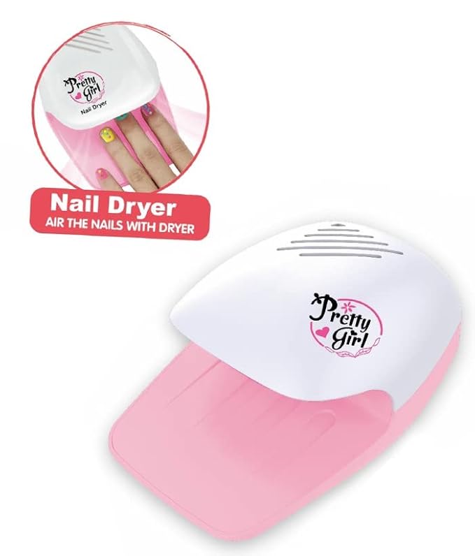 KidoKraze 21-piece DIY wooden dressing table makeup set for girls, includes mirror, brushes, and accessories for pretend play.