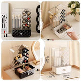 Multifunctional Acrylic Cosmetic Organizer with Dustproof Cover and Storage Drawer