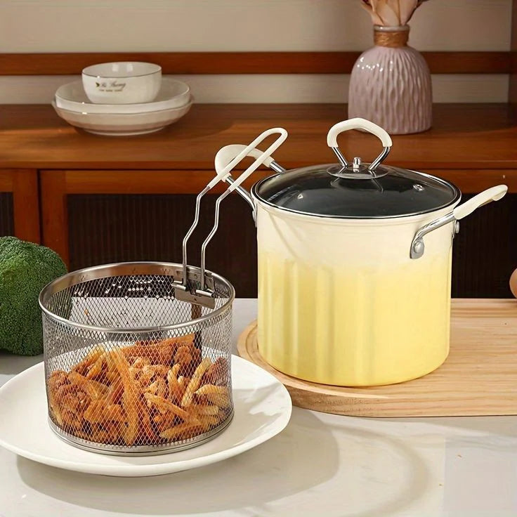 Multi-Function Stainless Steel Frying Pot with Strainer Basket