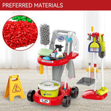 20-Piece Kids Cleaning Trolley Set with Working Vacuum