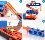 2-in-1 Transforming Truck Playset with Race Track & 4 Alloy Cars