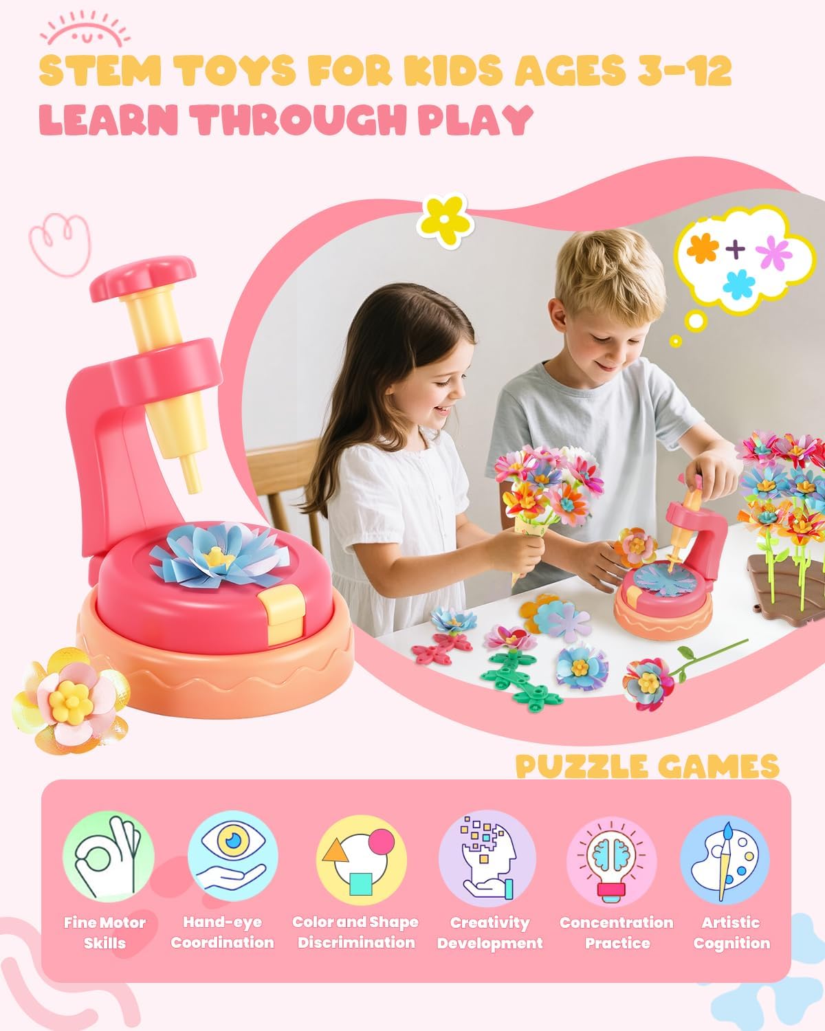 KidoKraze DIY Flower Making Kit for kids, includes press and craft supplies for creative flower arts and crafts projects.