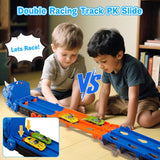 2-in-1 Dinosaur Transport Truck Toy Set with Racing Cars & Expandable Track
