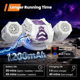 KidoKraze automatic dual-head bubble gun with 360-degree rotating bubble blower machine and colorful bubble streams.