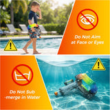 Kids electric LED water gun by KidoKraze with colorful lights, lightweight plastic body, and adjustable water spray nozzle.