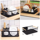 Premium Metal Dish Drying Rack with Wooden Handles