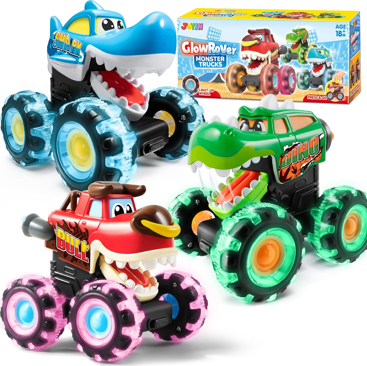 Kids Glow Rover Monster Truck Toy-Pack of 3