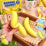 KidoKraze banana squishy stress relief toy with soft, squeezable texture, designed for stress relief and sensory play.
