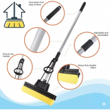 2-in-1 Floor Scrub Brush with Squeegee and 120° Rotating Head
