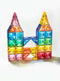 KidoKraze 62-piece magnetic building blocks set for kids, educational STEM toy with colorful geometric shapes and magnetic connectors.