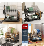 Kitchen Dish Drying Rack with Utensil Holder and Cutting Board Attachment