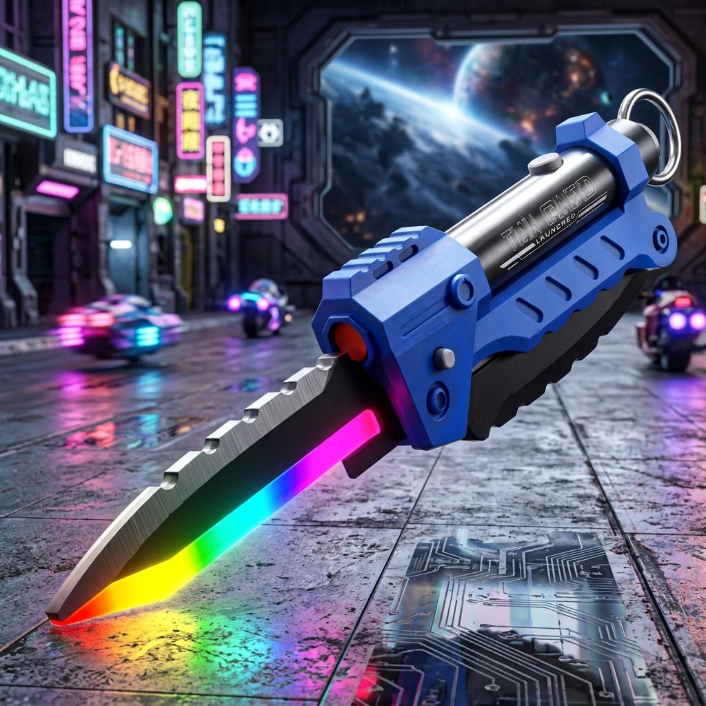 KidoKraze Lightning Folding Knife Blaster Toy with soft foam bullets, featuring a sleek design and safety features for kids