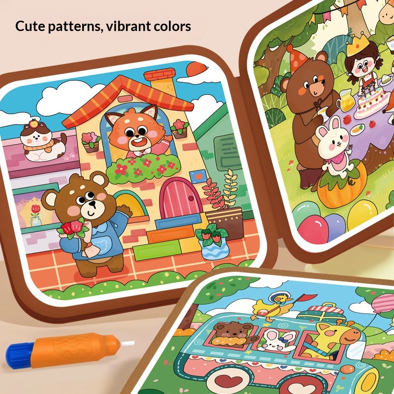 Kids Water Doodle Book by KidoKraze featuring colorful pages and a water pen for creative, mess-free drawing and coloring.