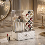 Multifunctional Acrylic Cosmetic Organizer with Dustproof Cover and Storage Drawer