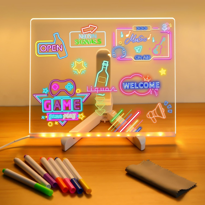LED Glow Drawing Board for Kids-With Markers