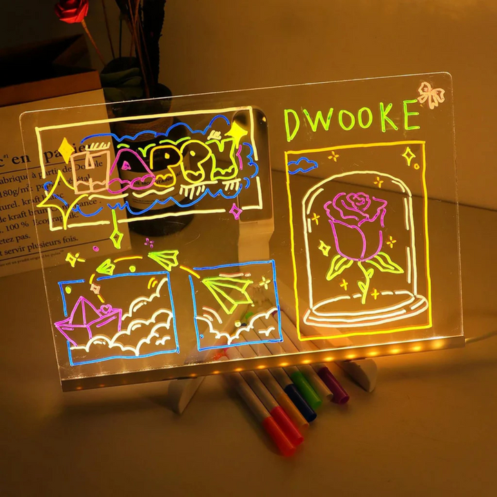 LED Glow Drawing Board for Kids-With Markers