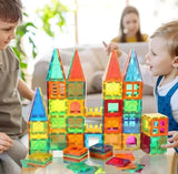 KidoKraze 62-piece magnetic building blocks set for kids, educational STEM toy with colorful tiles for creative construction.