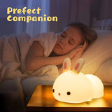 Big Face Rabbit: Tap-to-Change Silicone LED Night Light