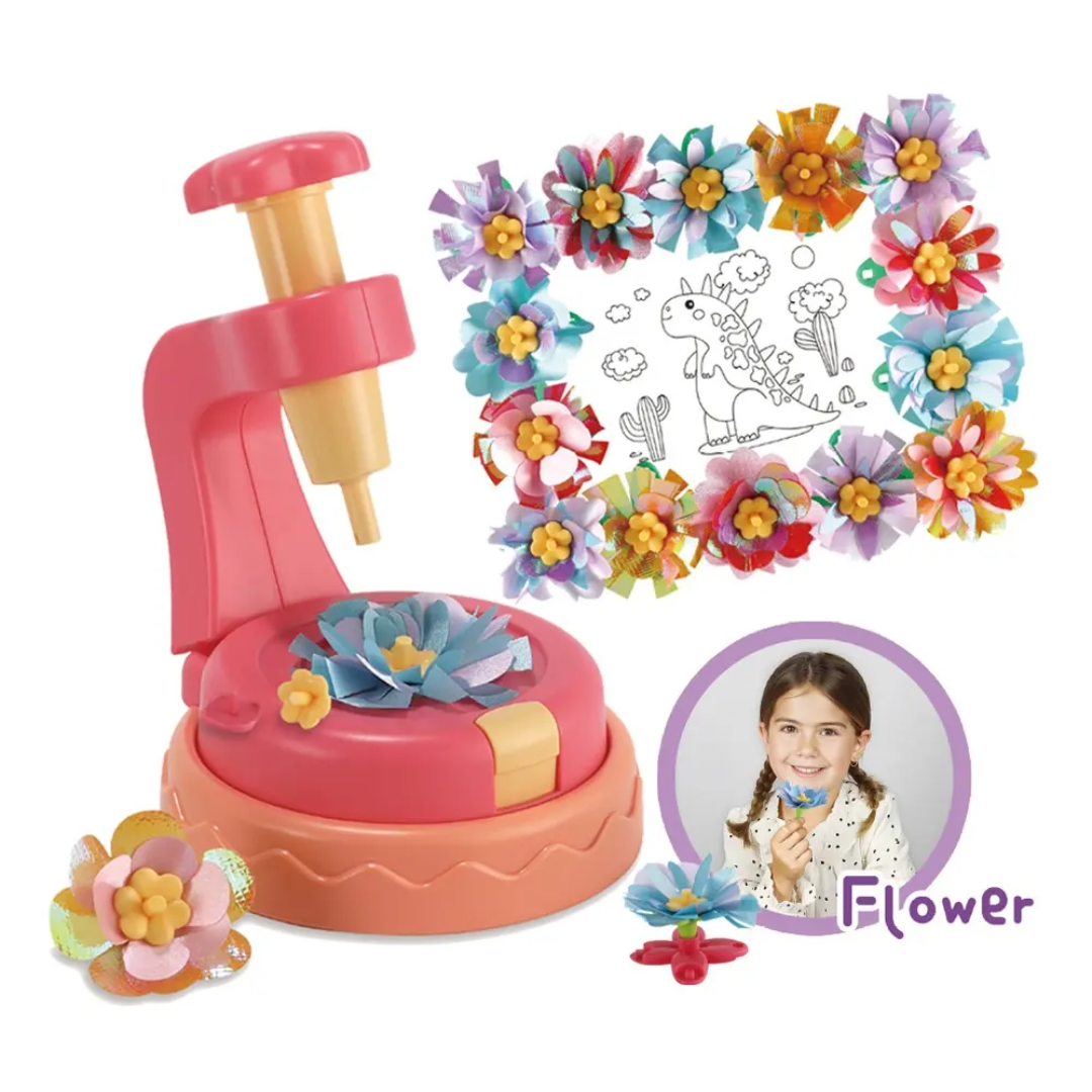 KidoKraze DIY Flower Making Kit with creative press and craft tools for kids, featuring colorful flowers and craft supplies.