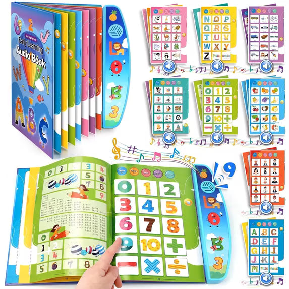 Blue KidoKraze kids interactive audio book with sounds, letters, numbers, and animals for toddlers ages 1-6, educational toy.