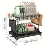 Kitchen Dish Drying Rack with Utensil Holder and Cutting Board Attachment
