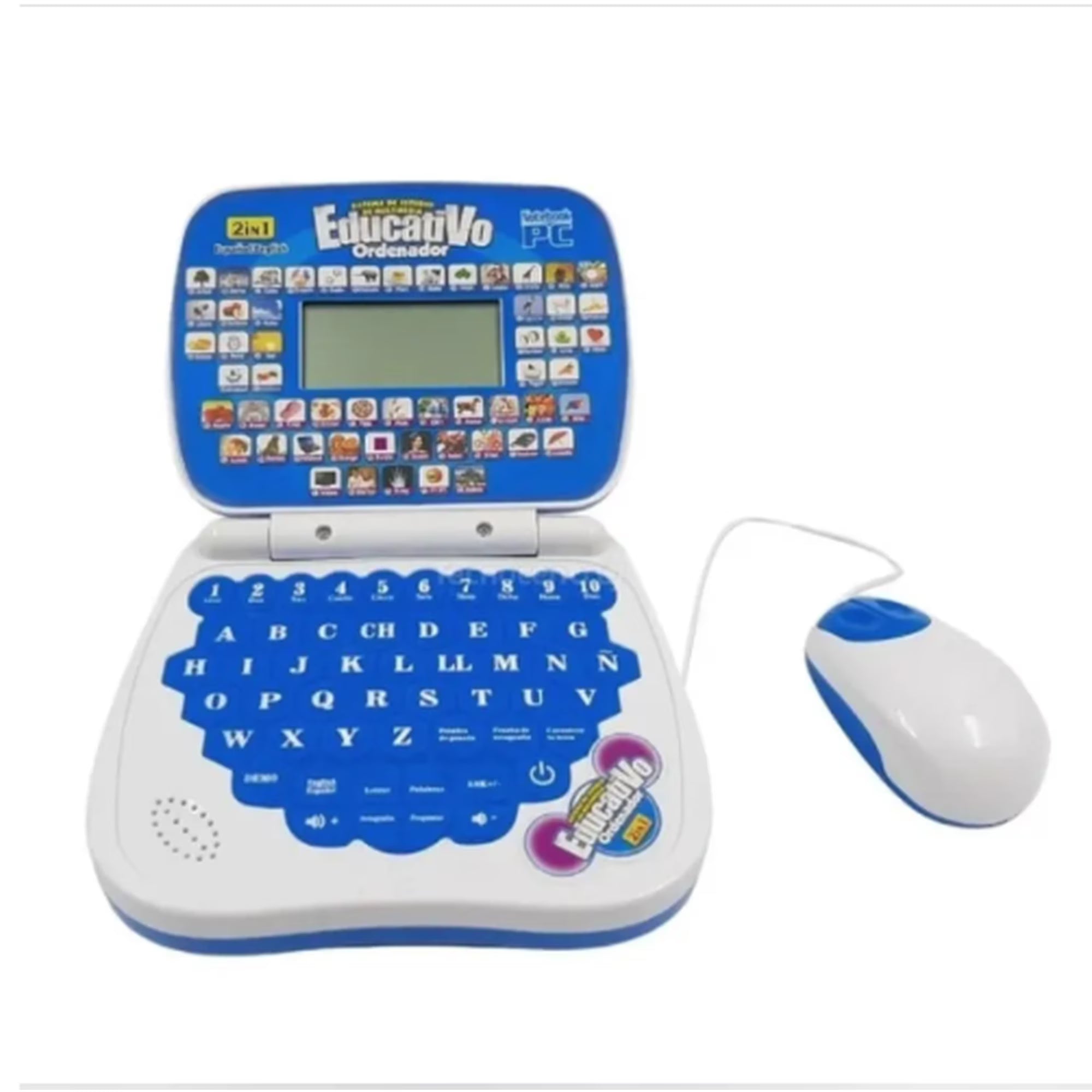 KidoKraze kids educational laptop toy with colorful keyboard and mouse, designed for young children to learn and play.