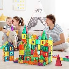 KidoKraze 62-piece magnetic building blocks set for kids, educational STEM toy with colorful geometric shapes for creative play