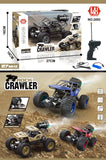 KidoKraze RC rock crawler monster truck with large tires and pistol grip remote control on rugged terrain.