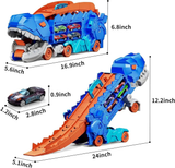 Dinosaur Truck Blue: Sliding Car Launcher & Transport Carrier Toy