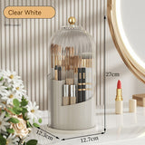 360 Rotating Makeup Brush Organizer with Dustproof Clear Lid Luxury Vanity Storage Box