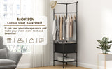 Garment Organizer with 3-Tier Storage Shelves & Multi-Purpose Hanging Hooks