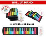 37-Key Roll Up Piano for Kids - Portable Rainbow Electronic Keyboard with Built-in Speaker