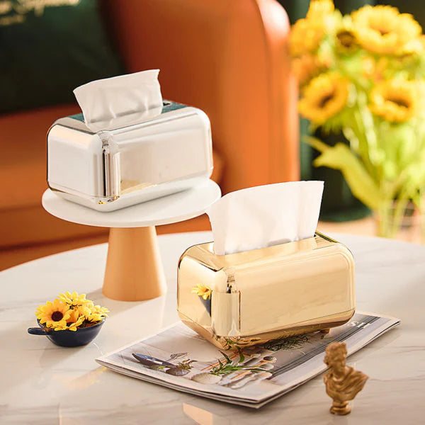Luxury Electroplated Glossy Tissue Box Holder for Modern Home Decor