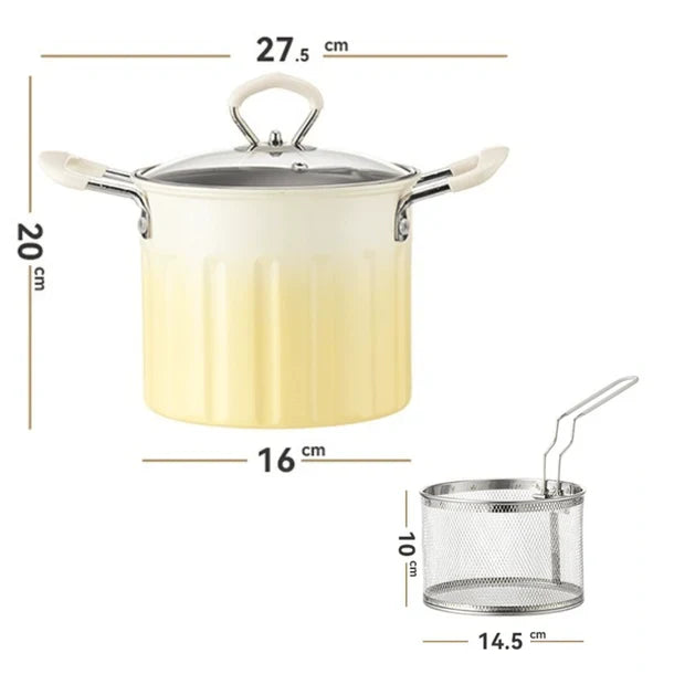 Multi-Function Stainless Steel Frying Pot with Strainer Basket