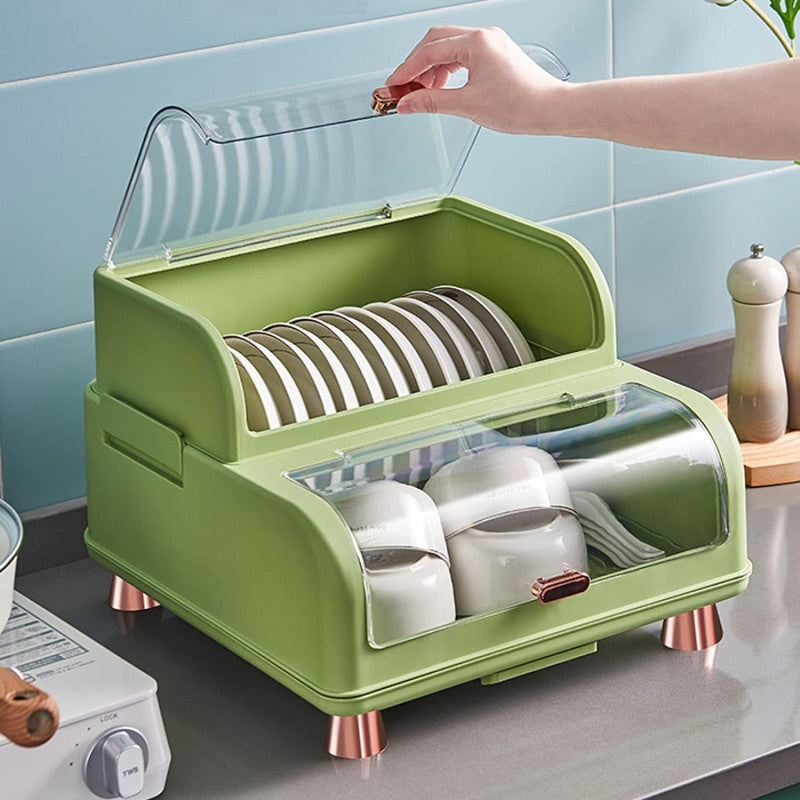 Luxury Double-Layer Dust-Proof Dish Organizer