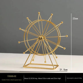 Modern Metal Golden Ferris Wheel Rotatable Living Room Office Desktop