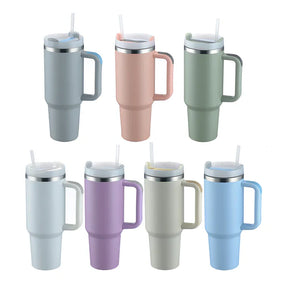 Stainless Steel Vacuum Flask with Straw - 40 oz