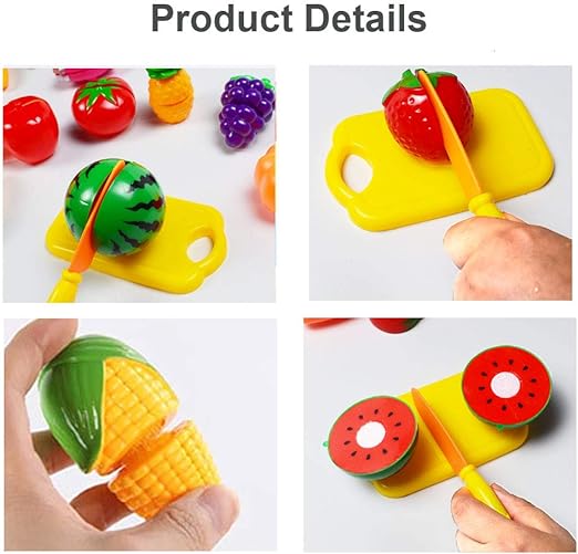 Happy Fruit & Veggie Cut: 13-Piece Pretend Play Food Set for Kids