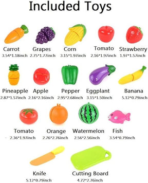 Happy Fruit & Veggie Cut: 13-Piece Pretend Play Food Set for Kids