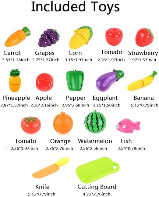 Happy Fruit & Veggie Cut: 13-Piece Pretend Play Food Set for Kids