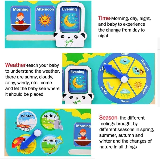 Wooden Frog Calendar and Learning Clock Board by KidoKraze, featuring colorful educational toys for kids' learning activities.