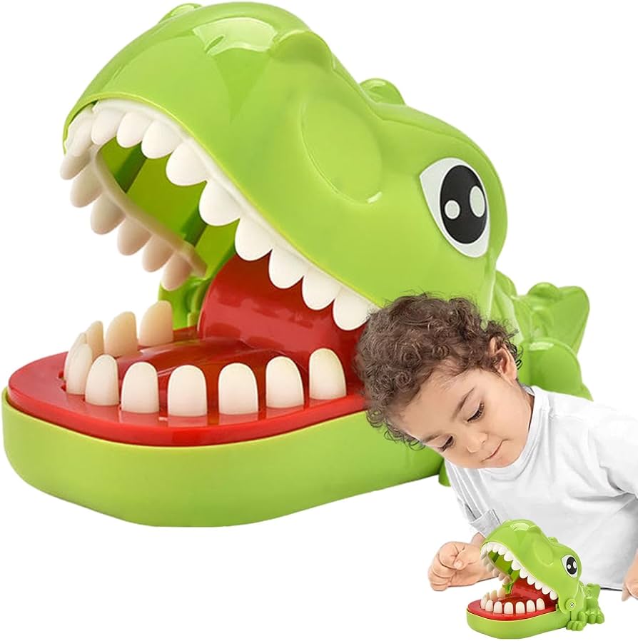 KidoKraze Biting Dinosaur Dentist Game toy with colorful dinosaur character and plastic tools for kids' imaginative play