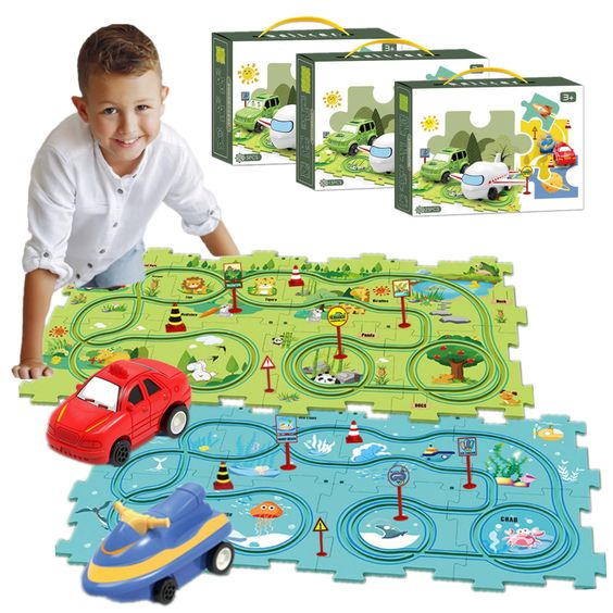 Children's Educational Puzzle Track Car Play Set