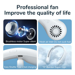 Portable Neck Fan - USB Rechargeable Bladeless