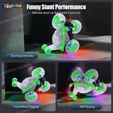 KidoKraze 360° stunt RC car with LED lights, musical features, and colorful design for kids' remote control entertainment