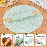Non-Stick Silicone Rolling Pin and Kneading Mat Set with Measurement Markings