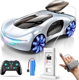 Futuristic Electric RC Concept Car with Interactive Charging Station