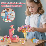 KidoKraze DIY flower making kit with pressing tools and craft supplies for kids, featuring colorful flower petals and crafting accessories.